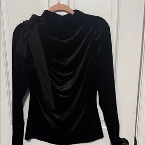 Ina Black Velvet Top with Bow Detail